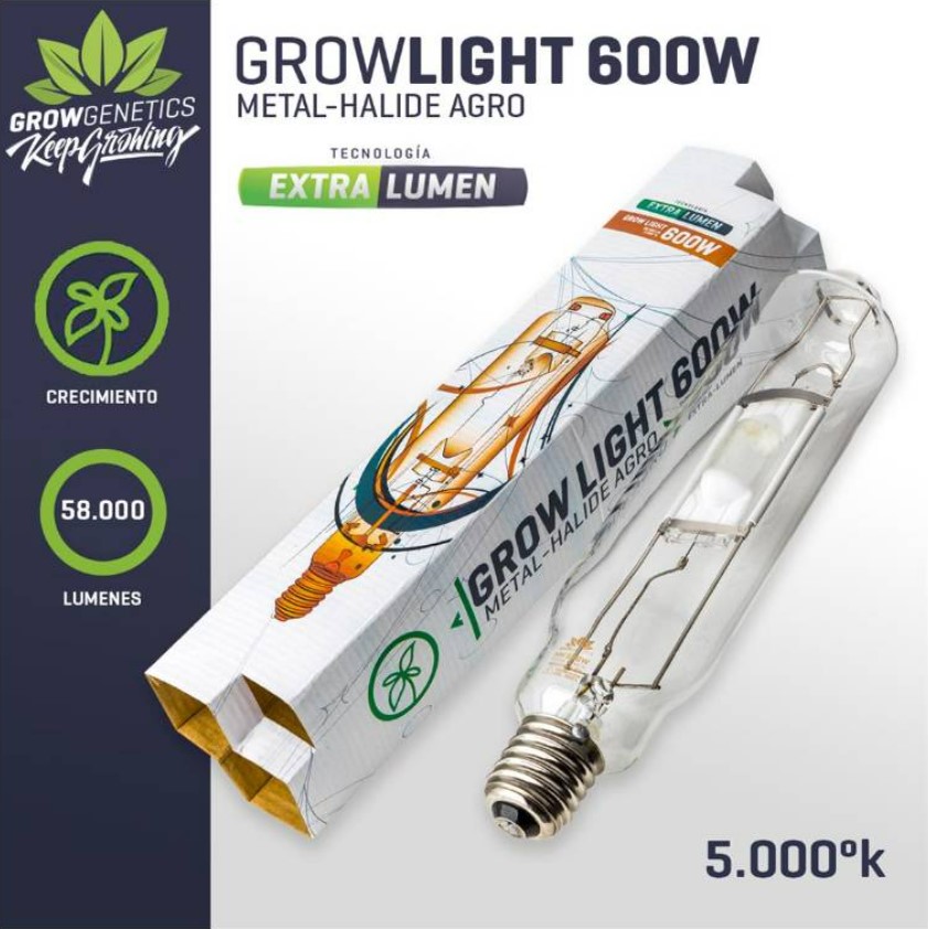 AMPOLLETA HALURO METAL 600W EXTRA LUMEN GROW GENETICS