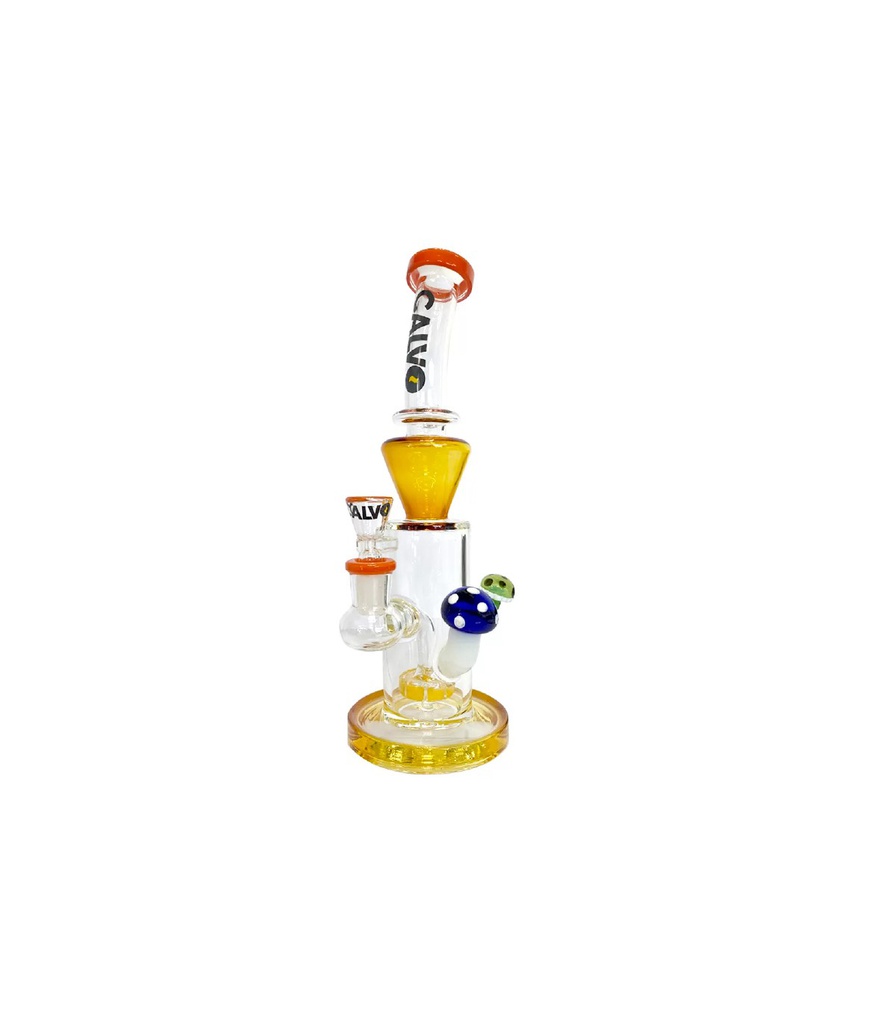 BONG DOUBLE FUNGUS RIG YELLOW CALVO GLASS